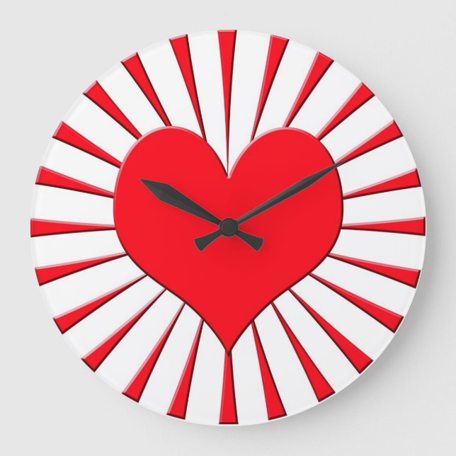 Rotes Herz Große Wanduhr (Vorderseite)