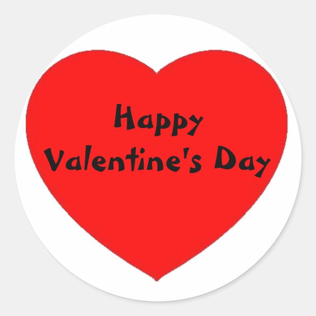 Rotes Herz "Happy Valentine's Day" Aufkleber/Etike Runder Aufkleber (Vorderseite)