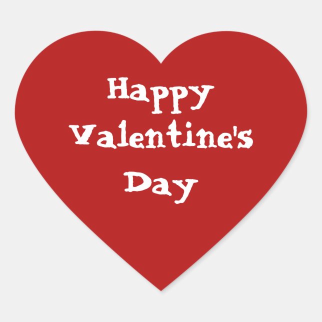 Rotes Herz "'Happy Valentine's Day, Herz-Aufkleber (Vorderseite)