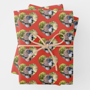 Rotes Herz Haustier Foto Geschenkpapier Set
