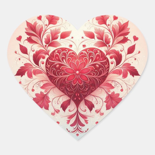 Rotes Herz Herz-Aufkleber (Vorderseite)