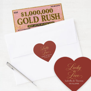 Rotes Herz Hochzeit Aufkleber Lucky in Love