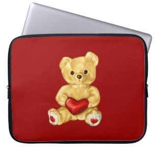 Rotes Herz Hypnotisierung Niedlicher Teddybär Laptopschutzhülle