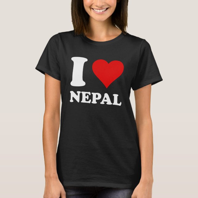 Rotes Herz I Liebe Nepal T-Shirt (Vorderseite)