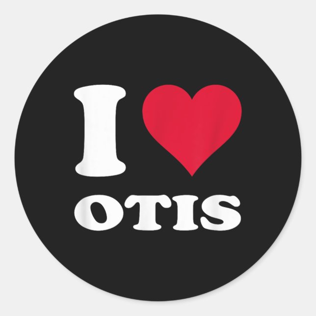 Rotes Herz I Liebe Otis Runder Aufkleber (Vorderseite)
