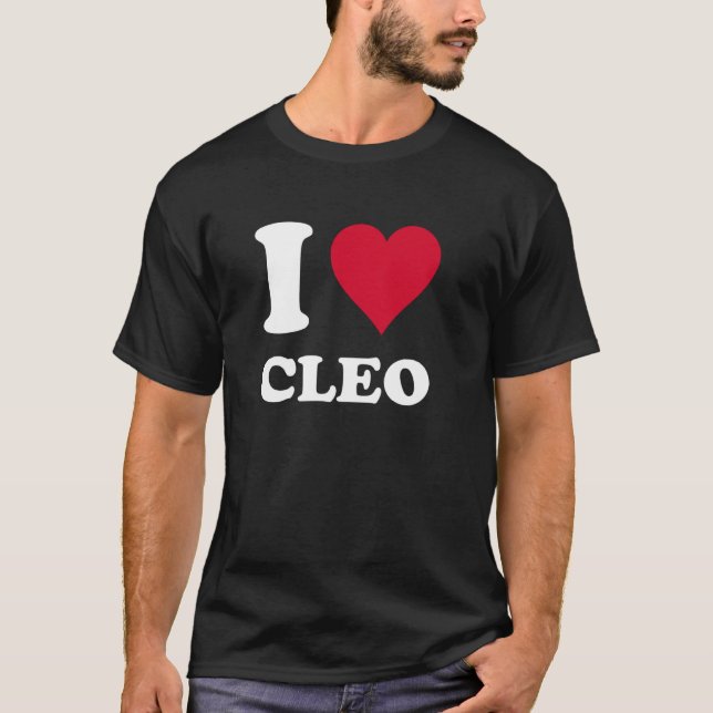 Rotes Herz, ich liebe Cleo T-Shirt (Vorderseite)