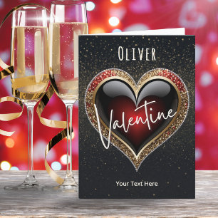 Rotes Herz Juwel Glitter Effekt Valentinstag Feiertagskarte