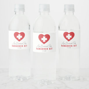 Rotes Herz Kreuz Kater-Kit Wasserflaschen-Etikette Wasserflaschenetikett