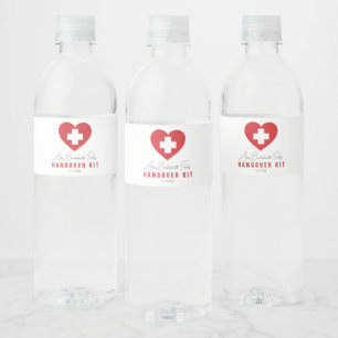 Rotes Herz Kreuz Kater-Kit Wasserflaschen-Etikette Wasserflaschenetikett