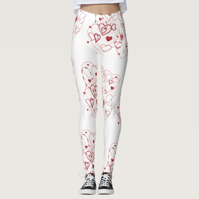 Rotes Herz Leggings (Vorderseite)