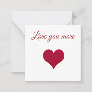 Rotes Herz Lieb dich mehr Flache Visitenkarte Mitteilungskarte