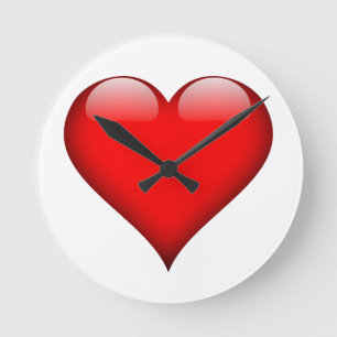 Rotes Herz Liebe Runde Wanduhr