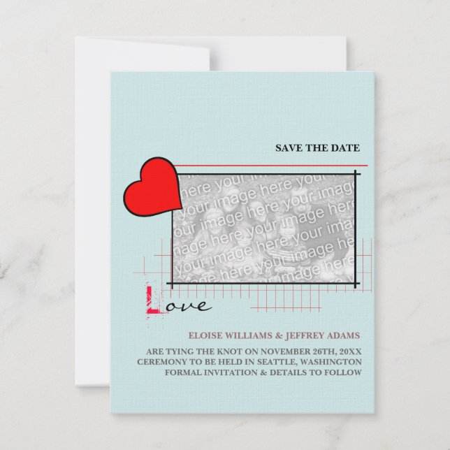 Rotes Herz Liebe Save the Date Foto (Vorderseite)