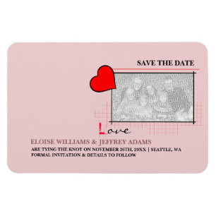 Rotes Herz Liebe Save the Date Foto Magnet
