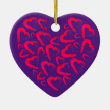 Rotes Herz Lila Keramik Ornament