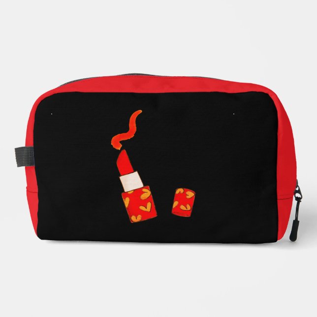 Rotes Herz Lippenstift Custom Initial Design Waschbeutel (Vorderseite)