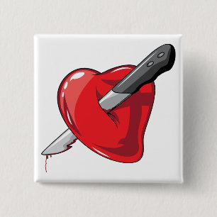 Rotes Herz-Messer in der Herz-Liebe Button