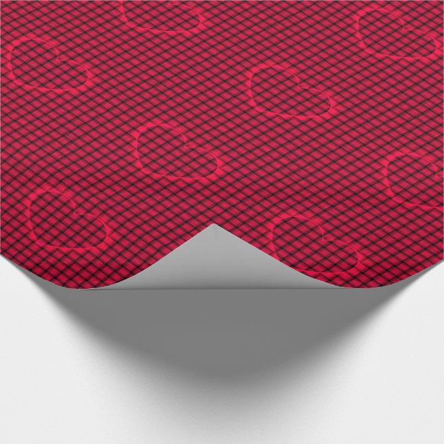 Rotes Herz mit Amaranth Weave Muster Geschenkpapier (Ecke)