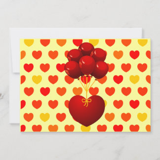 Rotes Herz mit Ballons, Einladung
