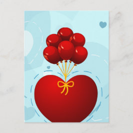 Rotes Herz mit Ballons, Postkarte