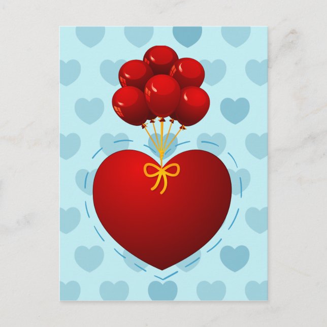 Rotes Herz mit Ballons, Postkarte (Vorderseite)