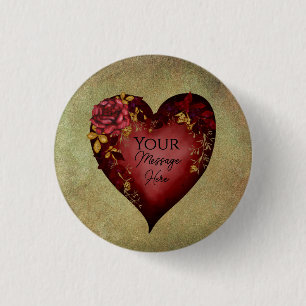 Rotes Herz mit bearbeitbaren Rose Button