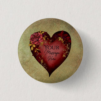 Rotes Herz mit bearbeitbaren Rose Button