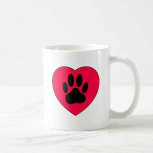 Rotes Herz mit Dog Paw Print Tasse