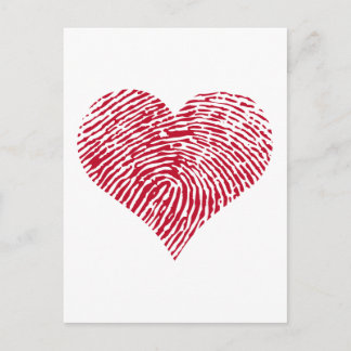 Rotes Herz mit Fingerabdruckmuster Postkarte