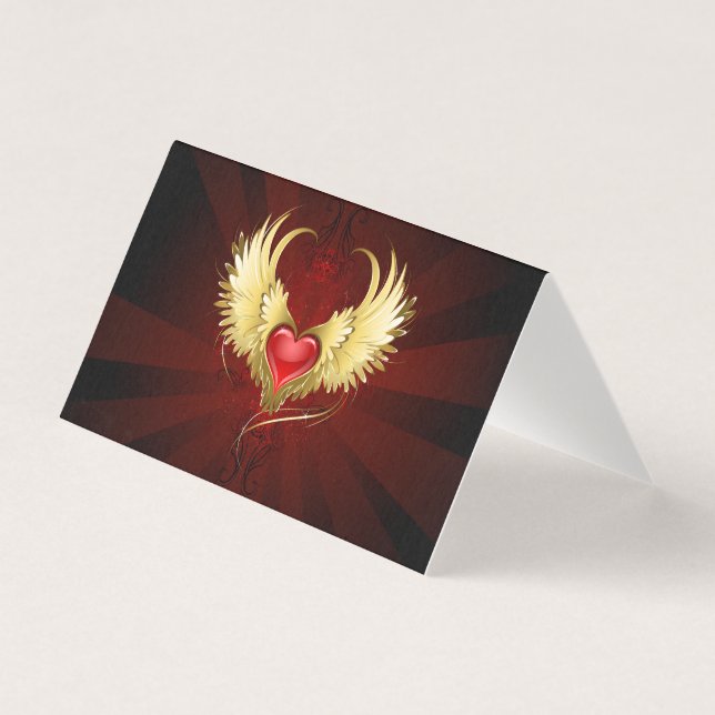 Rotes Herz mit goldenen Flügeln (Vorderseite)
