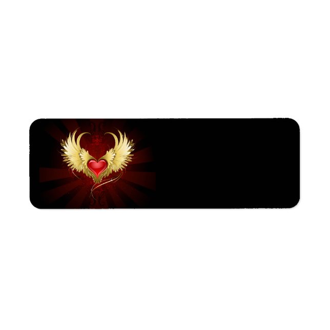 Rotes Herz mit goldenen Flügeln (Vorne)