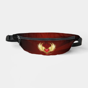 Rotes Herz mit goldenen Flügeln Bauchtasche