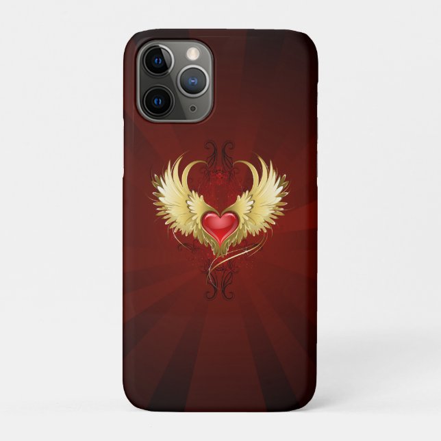 Rotes Herz mit goldenen Flügeln Case-Mate iPhone Hülle (Rückseite)