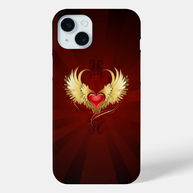 Rotes Herz mit goldenen Flügeln Case-Mate iPhone Hülle (Rückseite)
