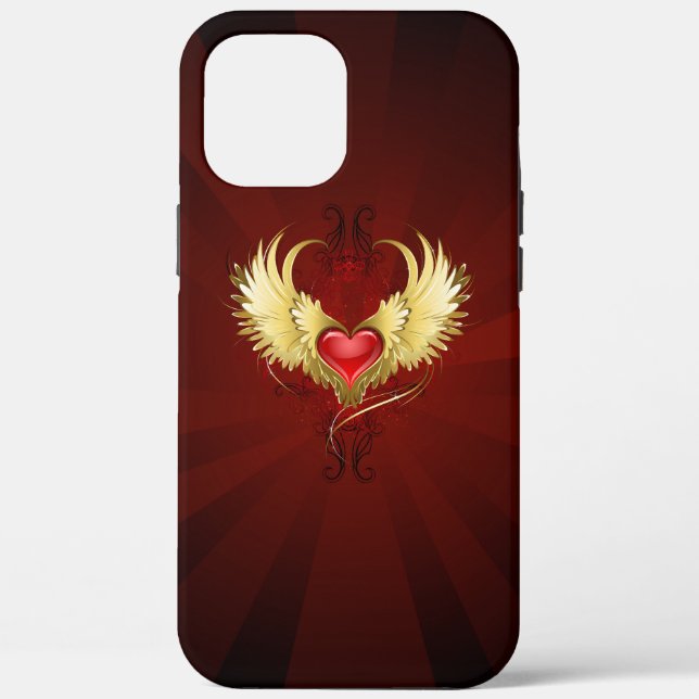 Rotes Herz mit goldenen Flügeln Case-Mate iPhone Hülle (Rückseite)