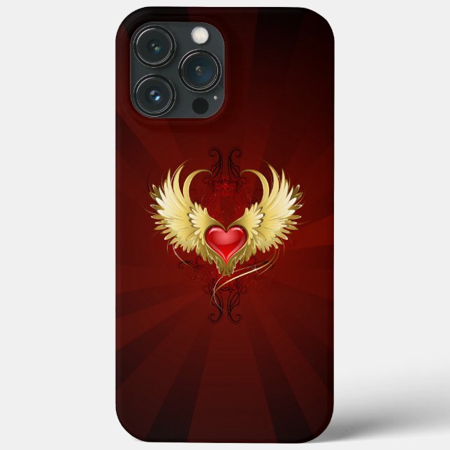Rotes Herz mit goldenen Flügeln Case-Mate iPhone Hülle (Rückseite)