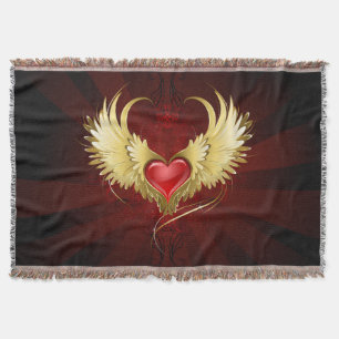 Rotes Herz mit goldenen Flügeln Decke