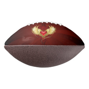 Rotes Herz mit goldenen Flügeln Football