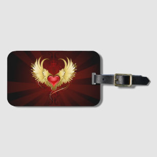 Rotes Herz mit goldenen Flügeln Gepäckanhänger
