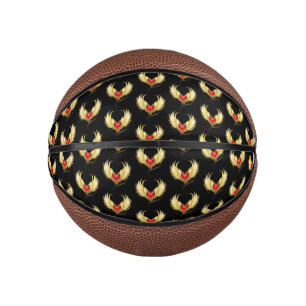 Rotes Herz mit goldenen Flügeln Mini Basketball