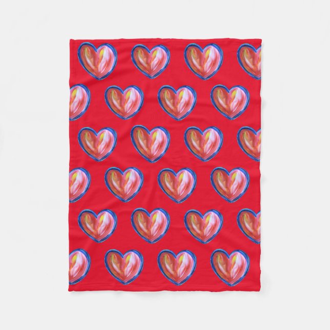 Rotes Herz mit Hope Soft Fleece Keule Blanket (Vorderseite)