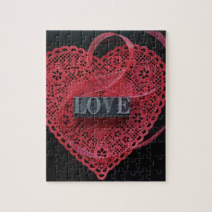 Rotes Herz mit Liebe Puzzle