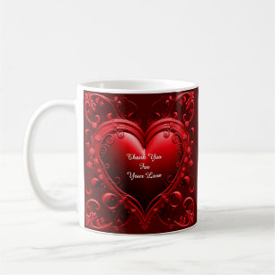 Rotes Herz mit ornamentaler floraler Umrahmung Kaffeetasse