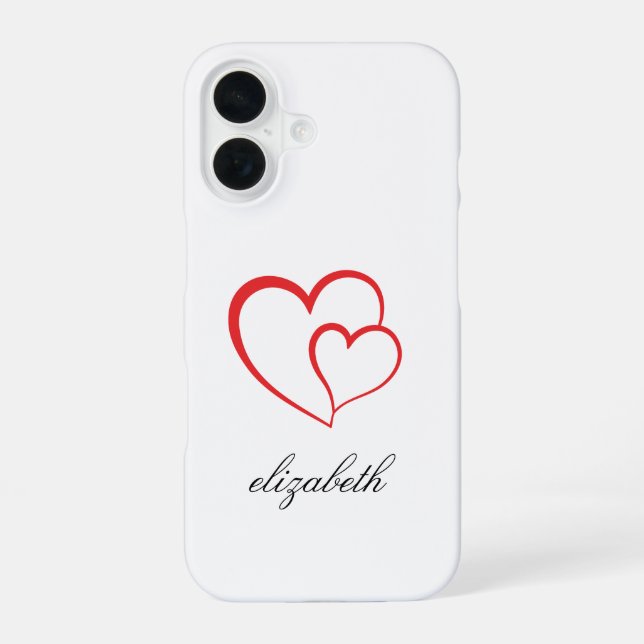 rotes Herz mit personalisiertem Hintergrund  iPhone 16 Hülle (Rückseite)