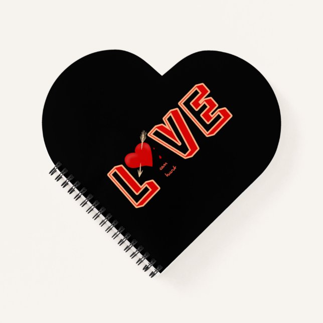 Rotes Herz mit Text-Liebe Notizbuch (Vorderseite)