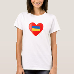 Rotes Herz mit Ukraine-Flaggenfarben T-Shirt