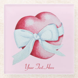 rotes Herz mit ursprünglichem Kunstentwurf des Glasuntersetzer