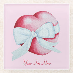 rotes Herz mit ursprünglichem Kunstentwurf des Glasuntersetzer