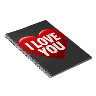 Rotes Herz mit weißer "ICH LIEBE DICH"-Typografie Notizblock