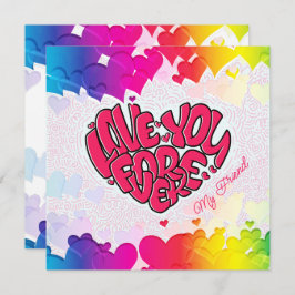 Rotes Herz mit Wort Liebe Sie für immer Valentinin Feiertagskarte